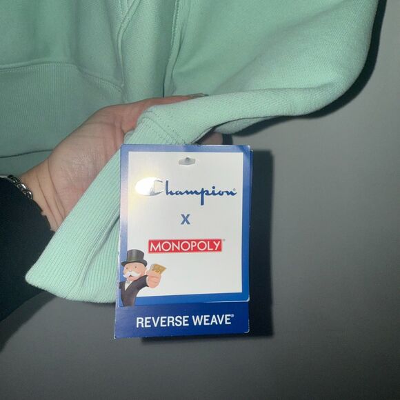 Champion Reverse Weave Hooded Sweatshirt - Monopoly Smoothie Green M - Picture 10 of 14